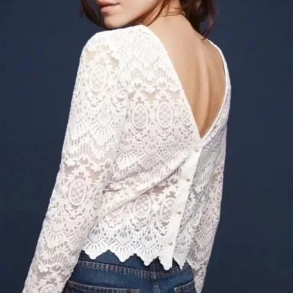 SÉZANE Daisy Lace Blouse in White sz US 6 / FR 38 - Picture 3 of 9
